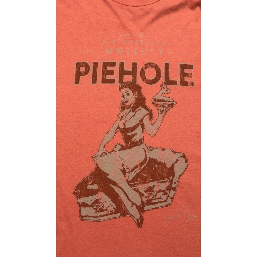 Piehole Whiskey Sweet Peggy Retro Pinup Graphic Tee Shirt Size L USA Made